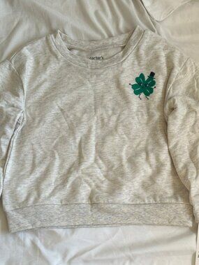 Carter's Light Gray Sweatshirt with Green Clover
